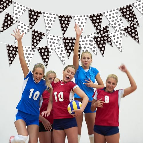 Image of Jetec 5 Pcs 49 ft Volleyball Party Decorations Pennant Banner Theme Triangle Flags Garland Bunting Banner for Volleyball Fans Outdoor Indoor Home Sport Birthday Party Decorations Supplies