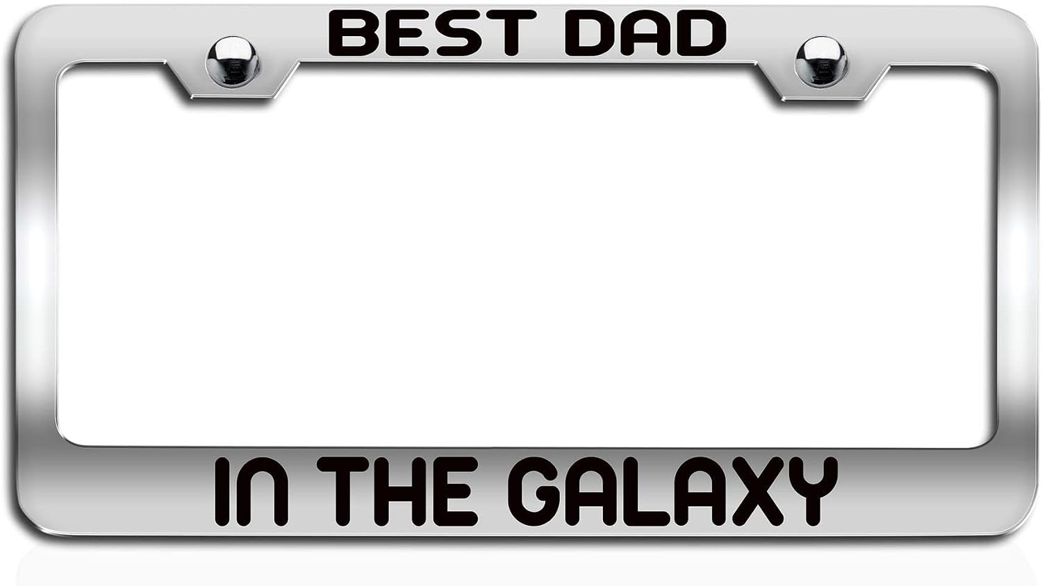 Makoroni - Best DAD in The Galaxy Dad Chrome Metal License Plate Frame Tag Holder, #f97