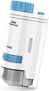 Mini Labster Microscope for Kids 60-200x Handheld Pocket Microscope Electric Mini Microscope with Light Portable High Definition Children's Microscope for Students Microbiological Observation Learning