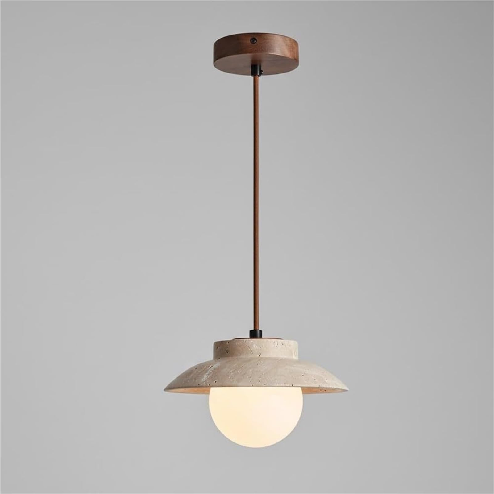 HUAYUSEDF Nordic Mid Century Travertine Glass Globe Pendant Lamp Chandelier Hanging Light Ceiling Fixture Stone for Kitchen Island Dining Room Bedroom Bedside Studio Cafe