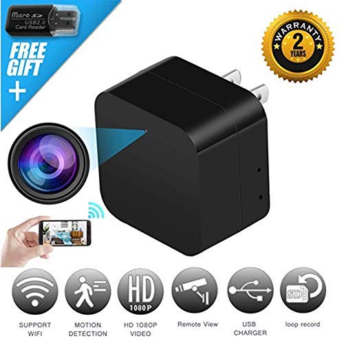 2 in 1 Spy Camera Wifi Wireless Hidden Cam With Audio and USB Charger – iREMARK 1080P HD Mini Security Surveillance Camera - Live View Covert Nanny Cam - Motion Activated - No Lags/No Frozen Streaming