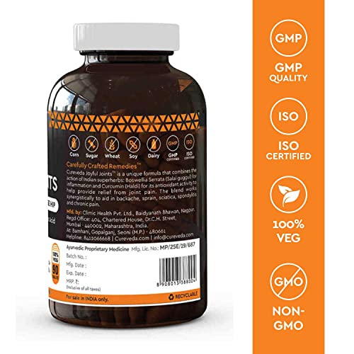 Image of Cureveda Herbal Joyful Joint Support Supplement Tablets For Bone,Joint Wellness (60 Tablets)