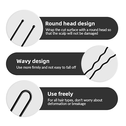 Miniatura 3 de Juego de 100 horquillas para el cabello onduladas invisibles en forma de U, grandes y resistentes para mujeres y moño de ballet con caja (2.4