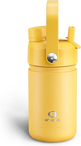 Miniatura 55 de ENCOOL Botella de agua aislada con popote, de acero inoxidable, a prueba de fugas, sin BPA, al vacío de doble pared que se mantiene fría durante 24