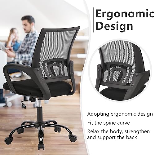 PayLessHere Office Computer Chair Ergonomic Cheap Desk Chair Adjustable Comfortable Mid Back Task Rolling Swivel with Lumbar Support for Home Office (Pack of 1, Black) image 6