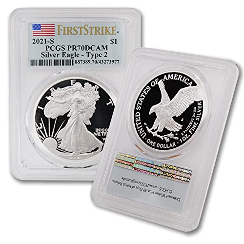 2021 S 1 oz Proof American Silver Eagle Coin PR-70 Deep Cameo...
