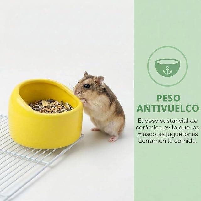 Foto 5 de 8 de EAAGHK 4PCS Comedero para Hámster, Cuenco de Cerámica para Hámster, Cuencos de Comida para Hámster