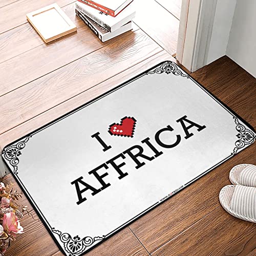 FJHG Felpudo de entrada al aire libre con texto en inglés 'I Love Affrica', divertido tapete para puerta delantera al aire libre (65 x 90 cm)