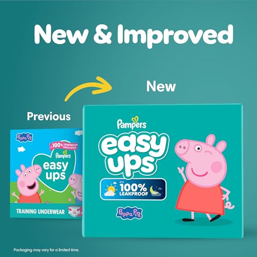 Image of Easy Ups Girls & Boys Potty Training Pants, Size 5 (3T4T), 116 Count, Peppa Pig Absorbent Training Underwear, Up to 100% Leakproof Day and Night, Hypoallergenic