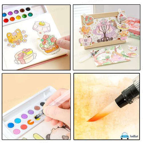 Image of FunBlast Watercolor Painting Book Set - DIY Graffiti Coloring Note-Book with Watercolor