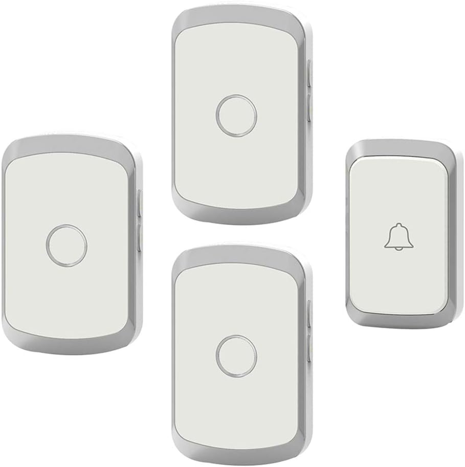 Wireless Doorbell Waterproof, 1 Transmitter 3 Receivers Home Wall Plug-in Cordless Doorbell, 300M Range, 36 Music Ringtones / 4 Volume Levels Suitable for Home/Office Etc,Black,G,Gold