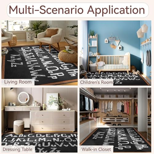 Classroom Wall Art Area Rug, 6x8ft, ABC Alphabet Teaching Blackboard Creative Decoration Rugs, Breathable with Non Slip Backing Carpet, Washable Reduce Noise Mat for Sofa Bedside Family - Image 7