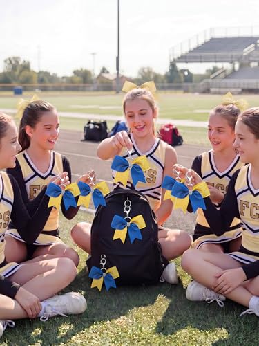 Image of Tondiamo Cheer Bow Keychain Cheer Keychain with Rhinestones Cheerleader Keyrings for Team Gift Cheerleading Sports Accessory