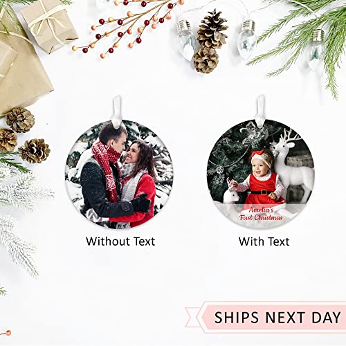 Personalized Christmas Ornaments Photo 2022 - Custom Photo Gifts, 3" Ceramic Gift Ready Christmas Ornament, Custom Gifts For Couple, Baby, Pets, Friends (Round) #TOP3