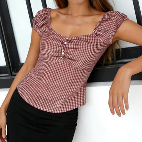 Image of Fairy Grunge Y2k Shirts Vintage Crop Tops Short Sleeve Girls Slim Fit Tees