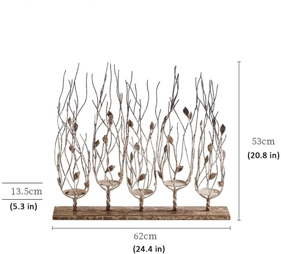 Candelabra 5 Arms Candelabra Unique Candlesticks Vintage Candle Holders Metal Candle Stand Decorative Candlestick 62X13.5X53cm