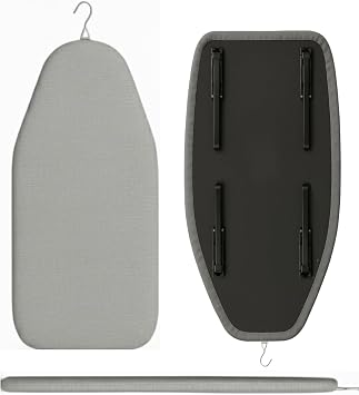BEYLİNİ Mini Ütü Masası Pratik Konforlu Taşınabilir Portatif Hafif Asılabilir Seyahat Kompakt Ütü Masa 38x88 cm (Gri)