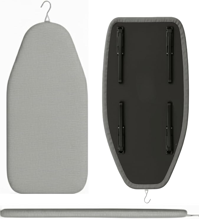 BEYLİNİ Mini Ütü Masası Pratik Konforlu Taşınabilir Portatif Hafif Asılabilir Seyahat Kompakt Ütü Masa 38x88 cm (Gri)