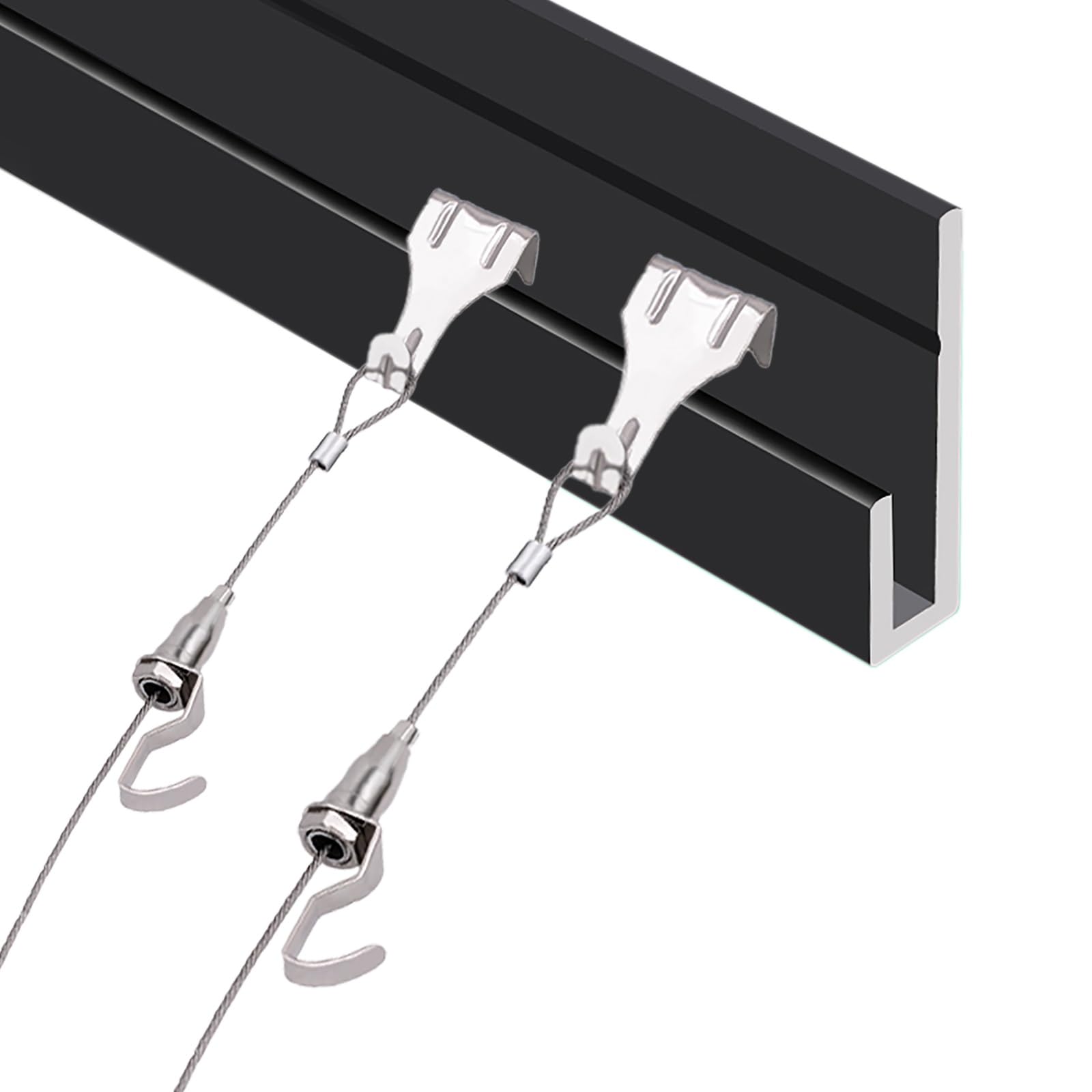 Kit Per Appendere i Quadri Binario per cornici per quadri sospesi nero bianco argento, ganci per binari da parete per gallerie con ganci in corda metallica, di binari per foto in(A Rail 1m/3.3',Cable