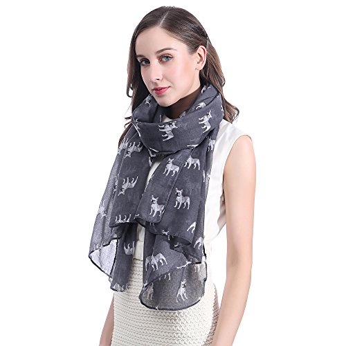 Lina & Lily French Bulldog Dog Print Women's Scarf Shawl Wrap Lightweight2