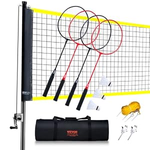 VEVOR Badmintonnetz Set mit Schlägern und Federbällen