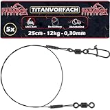 Paradox Fishing Titan Vorfach (5 Stück), 0,30mm / 25cm mit 12kg Tragkraft – Extrem abriebfestes & hechtsicheres Raubfischvorfach ohne Memory-Effekt zum Spinnfischen