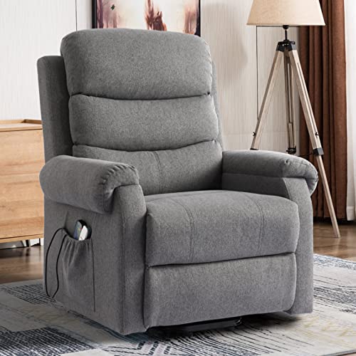 Vuyuyu Power Lift Recliner Chair For Elderly With Heat And Massage, Reclining Sofa Chair For Living Room With Infinite Position/Remote Controls/Usb Port/Side Pockets/Linen Fabric (Grey) #TOP13