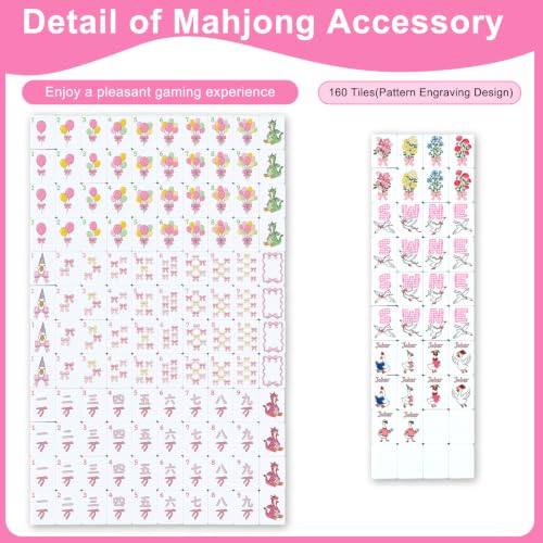 Arrowbash 160pcs Silly Goose Mahjong Tiles Set Double Layer American Travel Mahjong Set Pink White Standard Size Tiles for American mah Jong Game Night Party Silly Goose Decor - Image 3
