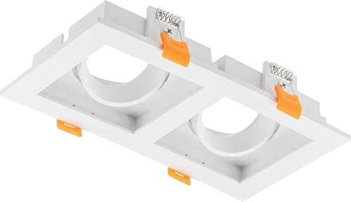 GTV Support de Spot Encastrable Double Orientable RUBIO, Carré 187x102mm, pour A