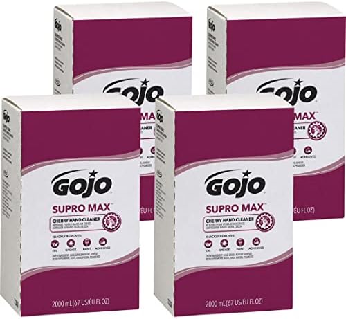 GOJO SUPRO MAX Cherry Hand Cleaner, Cherry Fragrance, 2000 mL Heavy Duty Hand Cleaner Refill for GOJO PRO TDX 2000 Dispenser (Pack of 4) – 7282-04