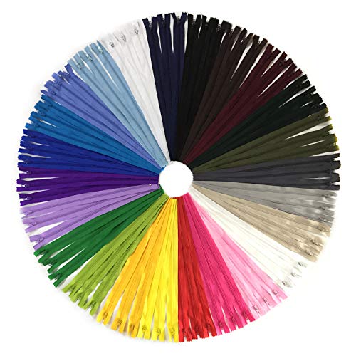 DOITEM 72pcs 40cm / 16 Pulgadas Cremalleras de Nylon Multicolor de la Bobina para Coser y Artes 24 Colores Cover
