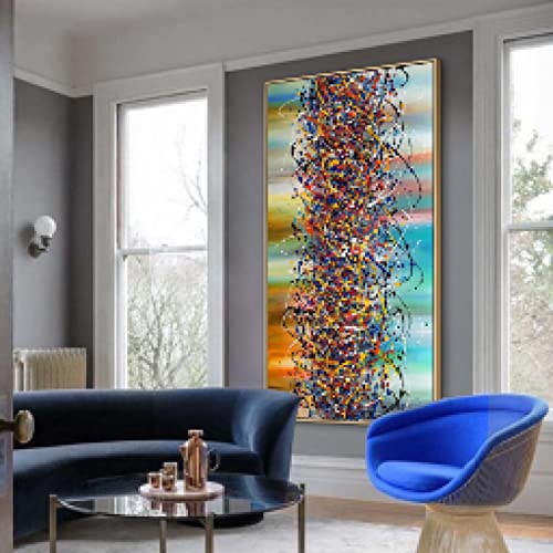 Peinture abstraite colorée imprimée sur toile 60x120cm sans cadre pour salon
