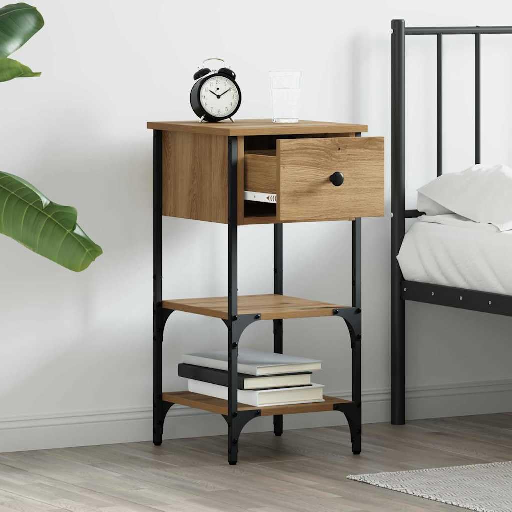Mesita de noche marrón 33,5 x 36 x 70 cm, madera maciza renovada, mesita de noche para dormitorio, moderna para salón, dormitorio, estudio, habitación de invitados, A2