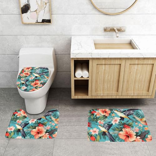 Tapis de salle de bain antidérapants à imprimé floral sécurisé - 4