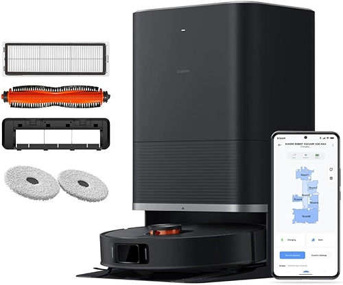 XIAOMI Robot Vacuum X20 MAX - Robot aspirador e limpa-chão com sistema inteligente de navegação a laser (LDS), sucção de 8000 Pa, caminhos de limpeza em ziguezague, preto (versão ES)
