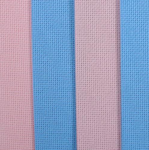 Image of KCS 4 /6 pc of 12 inch x 18 inch(30cmx45cm) 18CT Counted Cotton Aida Cloth Cross Stitch Fabric (4 pc, Light Blue+Pink)