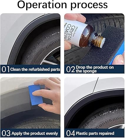 Image of Crystal Coating Restorer and Revitalizing Plastic Parts Agent for Dashboard Trim Interior and Exterior Shiner Polish Cleaner Car Maintenance Accessory