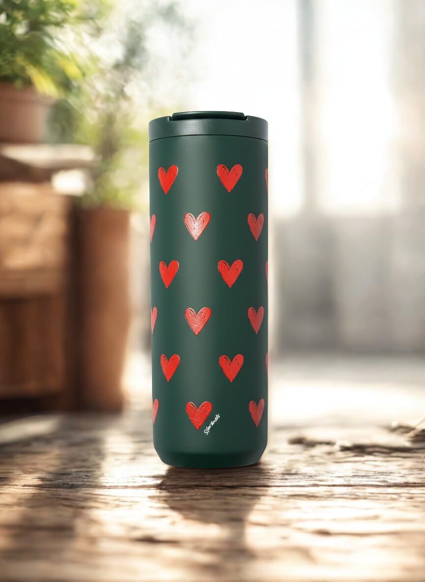 Starbucks Stainless Steel Tumbler 16 oz Valentine’s Day Design | Double-Wall Insulated Giftable Reusable Travel Drinkware