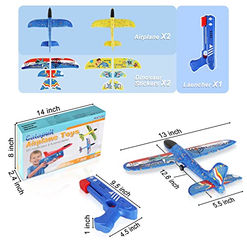 Airplane Launcher Toys,2 Pack 12.6" Foam Glider Plane,2 Flight Mode Catapult Plane Outdoor Glider Airplane Sport Flying Toys For Boys Girls Kids 3 4 5 6 7 8 9 10 11 12 Years Old #TOP6