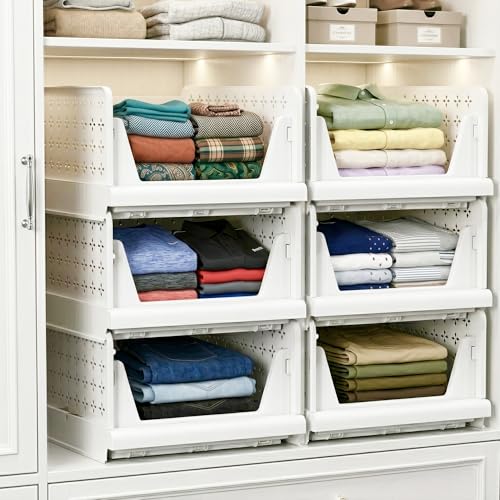 Unique Impression 6 Pack Wardrobe Storage Organiser - Storage Boxes for Clothing Organiser - drawers for inside wardrobe - Stackable Drawers - Closet/Cupboard Shelves for Kitchen Bedroom