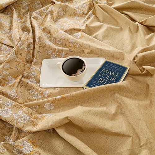 Image of Swayam Pure Cotton King Bedsheet with 2 Pillow Covers | Size 108 x 108 inch | 160 TC | Floral Design | Soft Breathable Bed Sheet | Comfortable & Durable for Bedroom - Brown