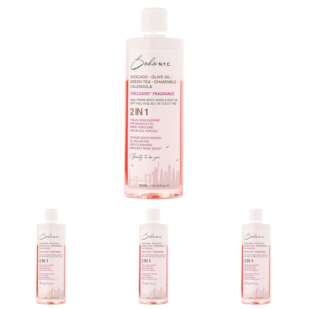 Soho N.Y.C. Vegan Çift Fazlı Duş Jeli Ve Yoğun Nemlendiricili Vücut Yağı-Exclusive 390 Ml (4 paketi)