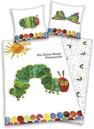 Arle-Living Die Kleine Raupe Nimmersatt Bettwäsche - 135x200 + 80x80 cm mit Wendemotiv - 100% Baumwolle Renforcé