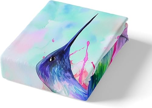Miniatura 4 de Erosebridal Juego de funda de edredón de colibrí, tamaño King, diseño de animales en acuarela, bohemio, teñido anudado, pájaros, dibujos animados,