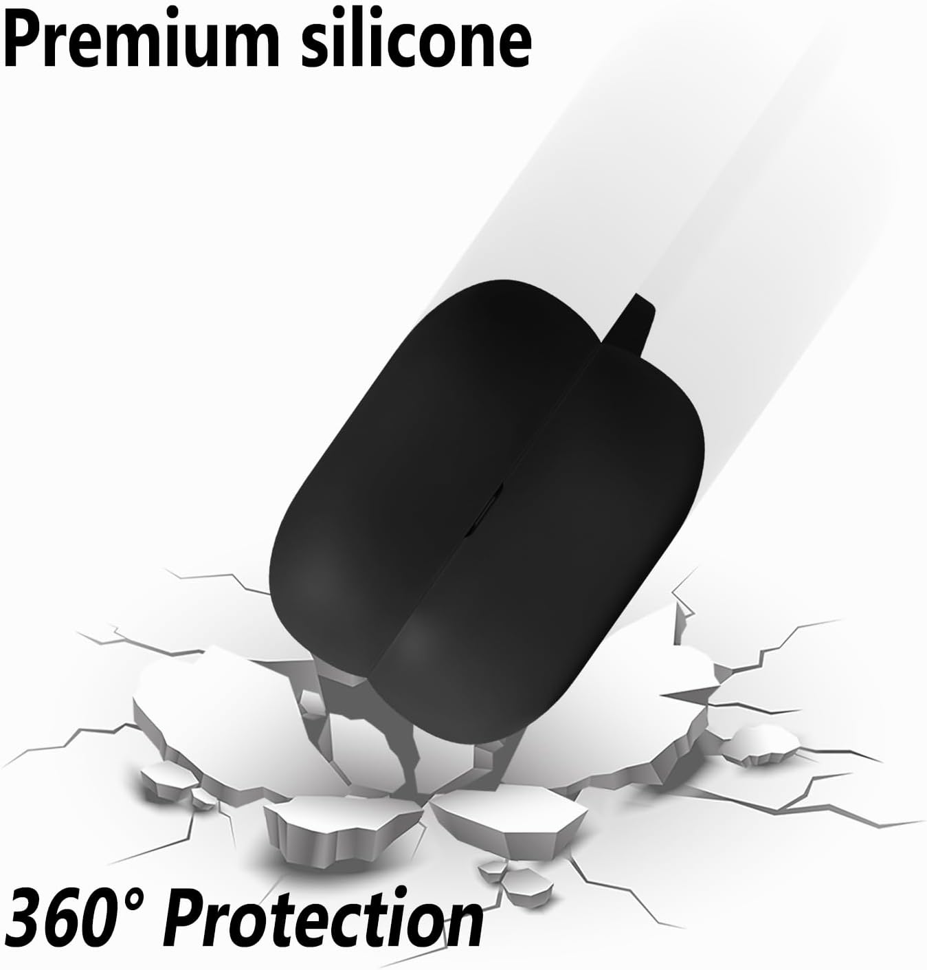 Geiomoo Silicone Case for Sony Linkbuds Fit WF-LS910N, Protective Cover with Carabiner (Black) - Image 4