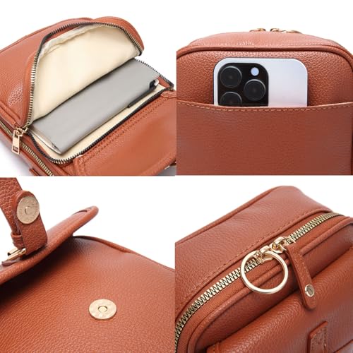 Sculpture Crossbody Leather Bag, Vintage Anti Theft Messenger Crossbody Leather Bag with 10 Card Slots and Adjustable Strap3