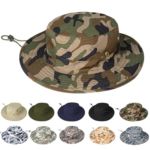 Image of Sun Hats for Men Women Boonie Hat Foldable Fishing Hat UPF 50+ Bucket Hat for Fishing Hiking Garden Safari Beach