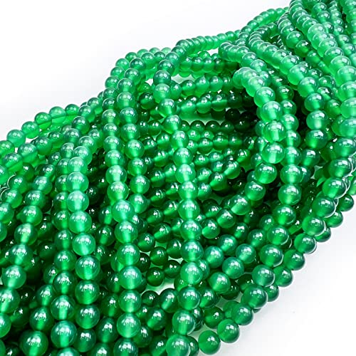 Qiwan Natural Round Loose Beads Jewelry Making Diy Bracelet Necklace Material 1 Strand 15 Inches (6Mm, Smooth Surface Green Onyx Agate) #TOP3