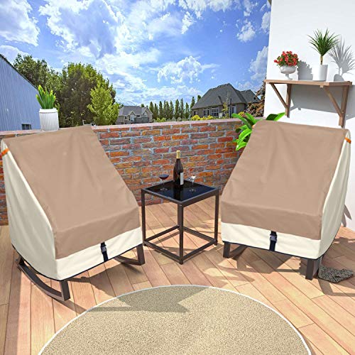 Porch Shield Patio Stackable Chair Covers - Waterproof Outdoor Stack Of Chair Cover - 27W X 33D X 46H Inch, Light Tan & Khaki #TOP5