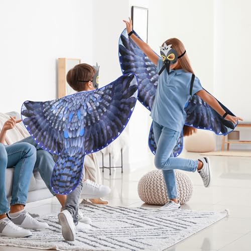 D.Q.Z Double-Sided Bird Costume Eagle Crow Wings and Mask for Kids (Black) - image 6